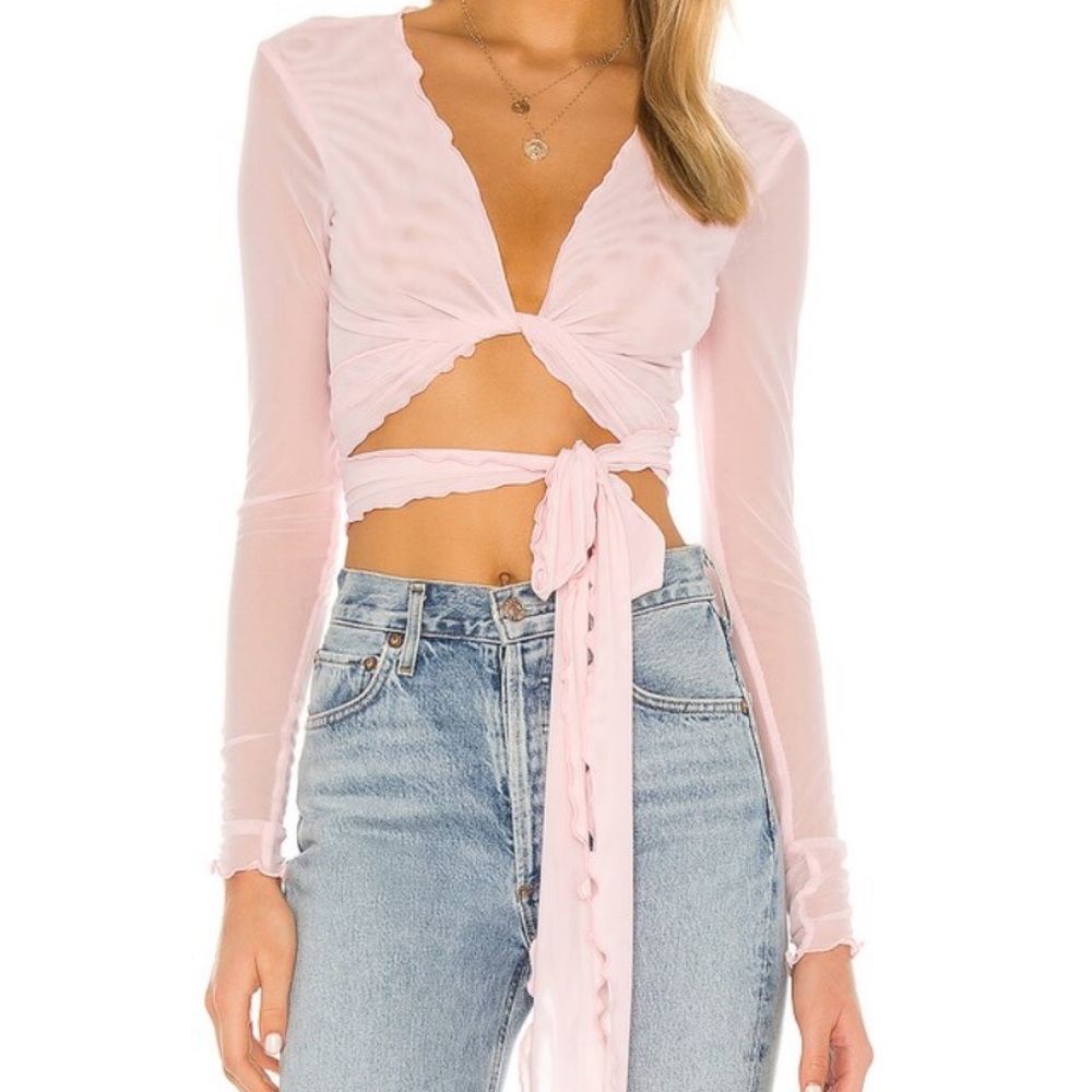 Pink Mesh Wrap Top